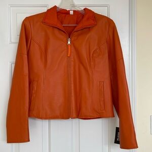 Wilson’s Leather, Large Orange leather coat (NWT